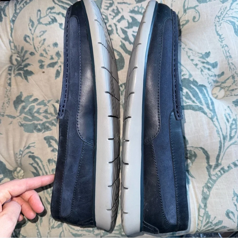 Ugg Slip-on Shoes Loafers Leather Shearling 14 Blue